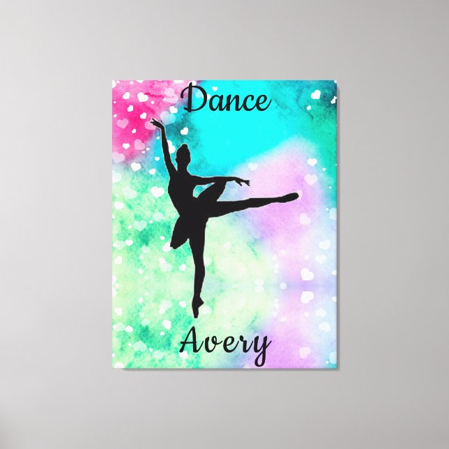 Toile Filles Danse Aquarelle avec Coeurs flottants (Recto)