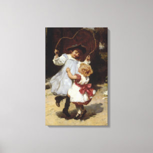 Toile Filles sautant avec une corde de saut