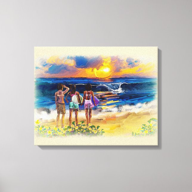 Toile Filles Surfs hawaïennes (Recto)