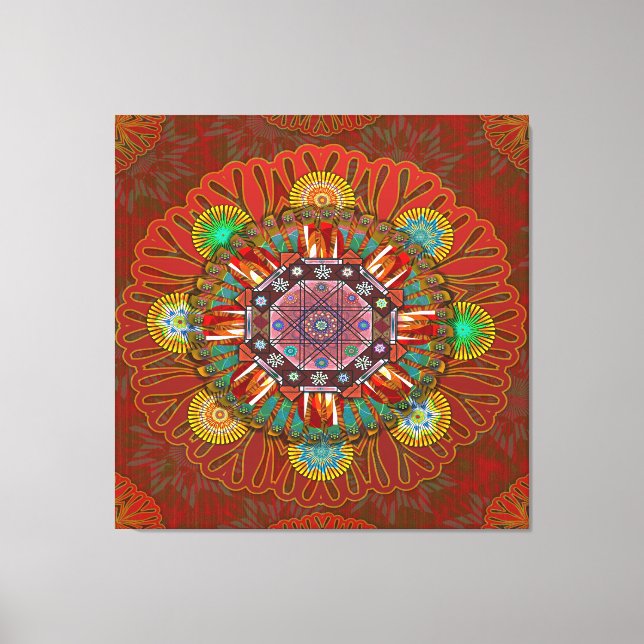 Toile Filtre Floral Rouge de Squire Manipur Mandala (Recto)
