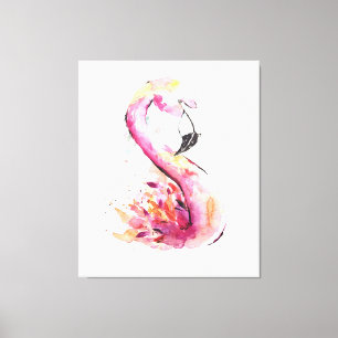Toile Flamant rose aquarelle Flamant rose drôle