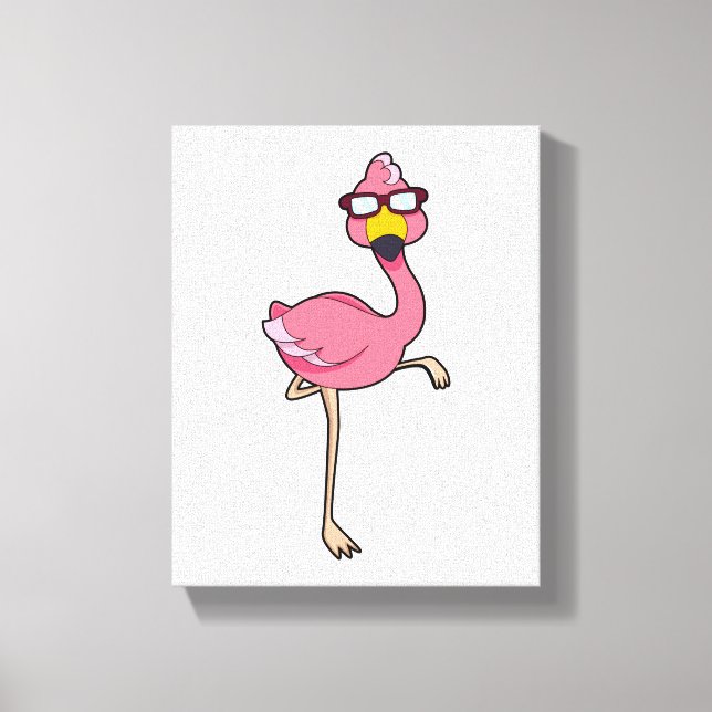 Toile Flamant rose avec lunettes de soleil (Recto)