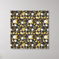 Flamant rose continu motif fleurs jaune et blanc