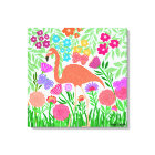 Flamant rose de corail floral coloré Art