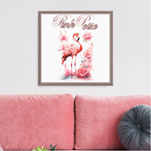 Toile Flamant rose en Pétales Elégante aquarelle