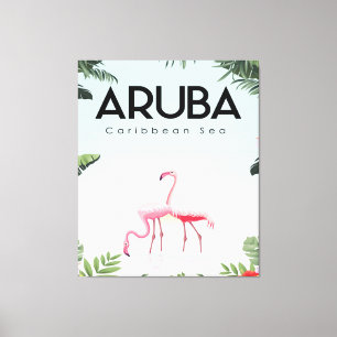 Toile Flamant rose maritime des Caraïbes d'Aruba   Flama