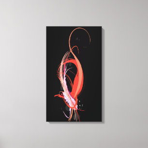 Toile Flamant rose rose de peinture Abstrait sur bBlack