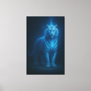 Toile Flamme Bleue Éclair Tigre Blanc – Tempête Céleste