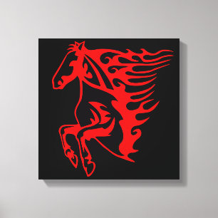 Toile Flamme feu rouge Bronco Mustang Cheval sauvage