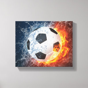 Toile Flamme Football/Balle de Football Jeu d'oreiller
