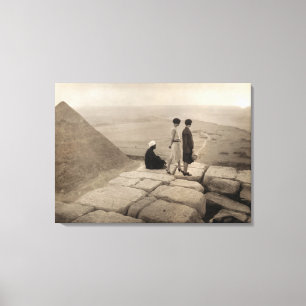 Toile Flapper Girls Sunrise Khufu Pyramid, Égypte 1920