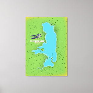 Toile Flathead Lake Montana USA carte de voyage poster.