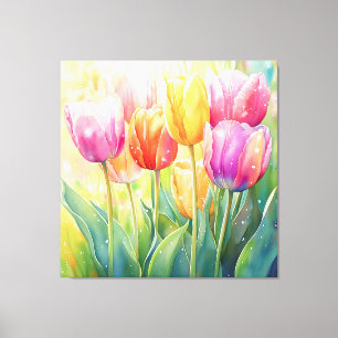 Toile Fleur Aquarelle Ressort Jardin Tulip