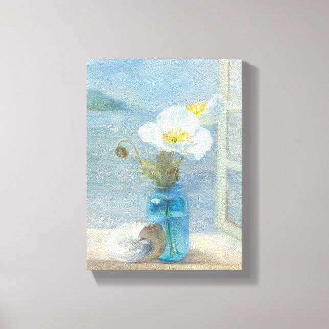 Toile Fleur blanche dominant la mer (Recto)