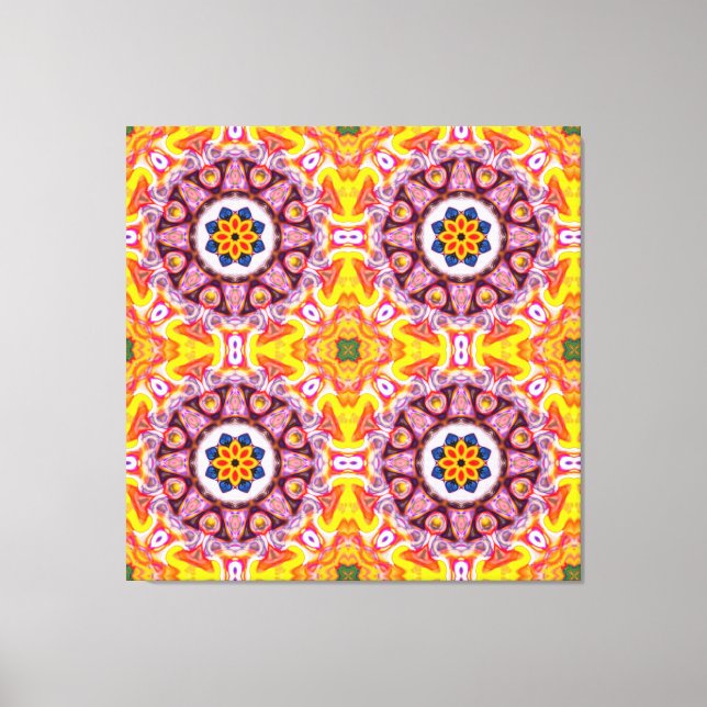 Toile Fleur bleue et orange (Recto)