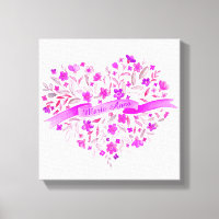 Fleur coeur rose violet nom aquarelle art
