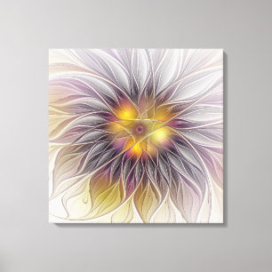 Toile Fleur colorée lumineuse, fractale moderne abstrait