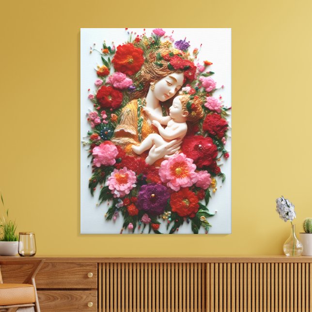 Toile Fleur dans la dévotion déesse et bébé (Insitu(Salon))