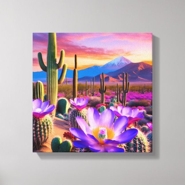 Toile Fleur de cactus au lever du soleil (Recto)