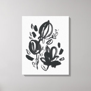 Toile Fleur de camée - noire et blanche