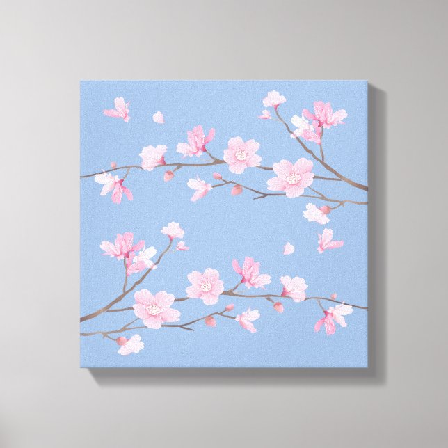 Toile Fleur de cerisier - Bleu sérénité (Recto)