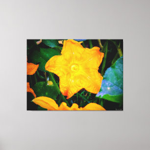 Toile Fleur de courgette jaune vibrant