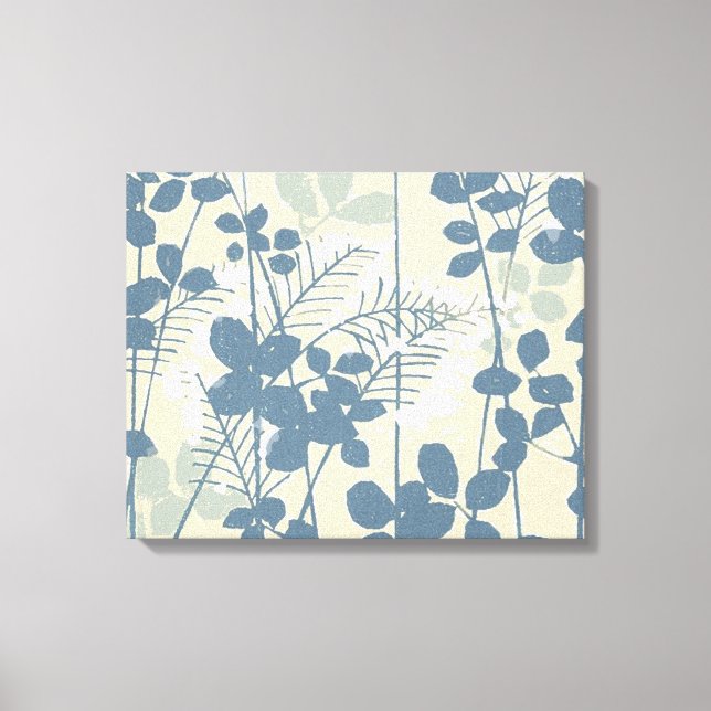 Toile Fleur de feuille bleue asiatique japonaise (Recto)