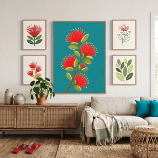 Toile Fleur de lehua hawaïenne peinte 1