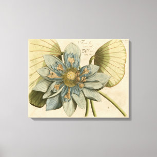 Toile Fleur de Lotus Bleu sur Arrière - plan Tan avec éc