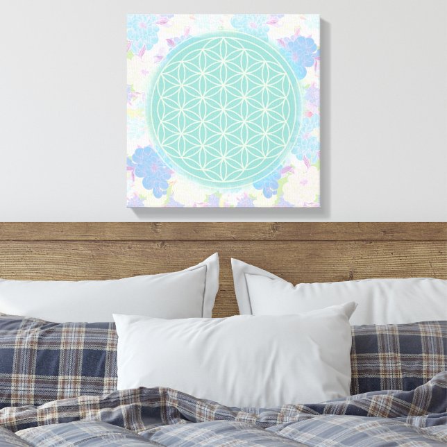 Toile fleur de vie verte, (Insitu(Chambre))