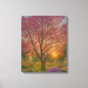 Toile Fleur d'or - Peinture de jardin couché de soleil