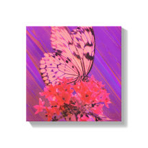 Fleur et papillon en rose et violet