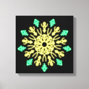 Toile Fleur néon jaune et verte