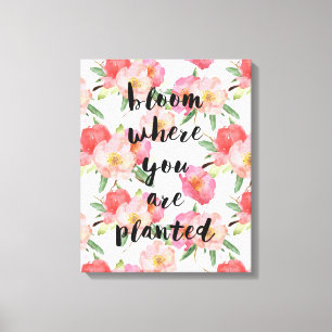 Toile Fleur où vous êtes aquarelle rose plantée florale