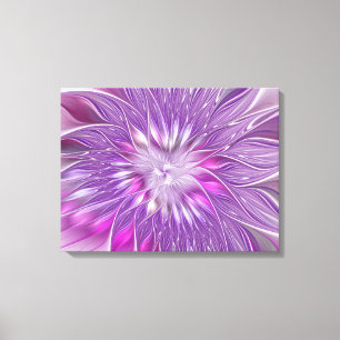 Toile Fleur Rose Violet Passion Abstrait Art Fractal