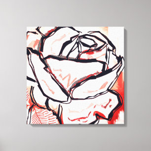 Toile Fleur Rouge Blanc Abstrait Rose coloré Décor Maiso