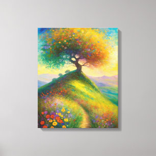 Toile Fleur sauvage Hill Peinture arborescente été