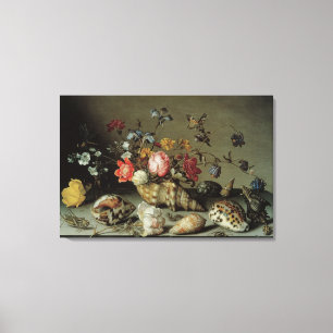 Toile Fleurs, coquilles et insectes Balthasar van der As