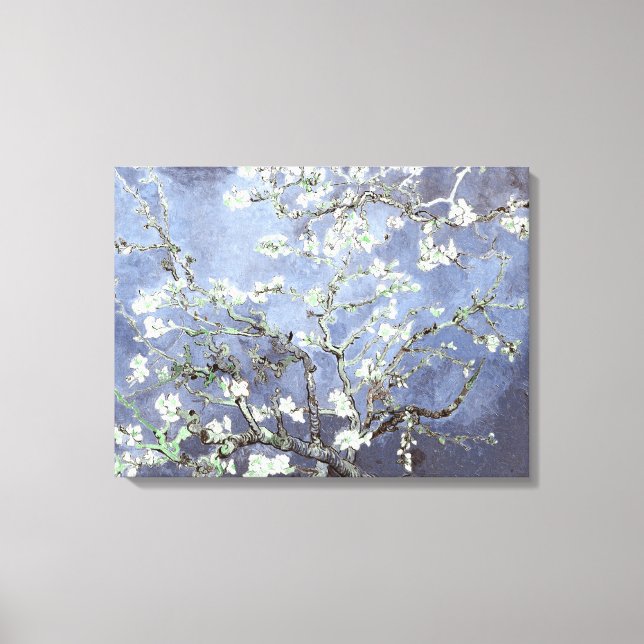 Toile Fleurs d'amandier de Van Gogh Bleu Acier (Recto)