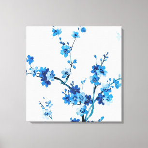 Toile Fleurs d'Aquarelle Bleue Delicate Belle