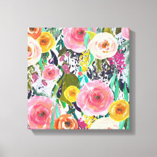 Toile Fleurs d'aquarelle romantique du jardin