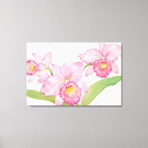 Toile Fleurs d'aquarelle rose exotique