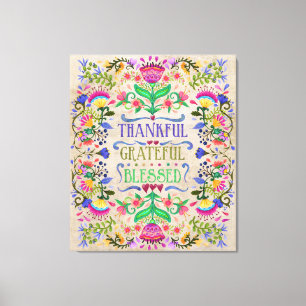 Toile Fleurs d'art populaire de Boho moderne   Béni