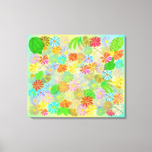 TOILE FLEURS D'ASTER & CONE & COULEUR D'EAU TROPICALE FE