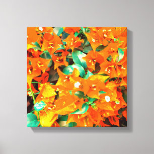Toile Fleurs de bougainvillée orange vibrant