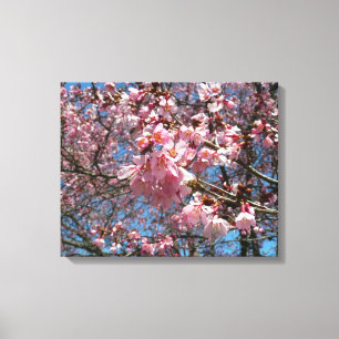 Toile Fleurs de cerisier et fleurs de printemps roses d'