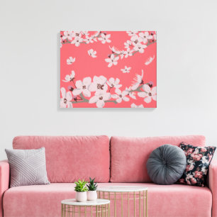Toile Fleurs de cerisier flottantes