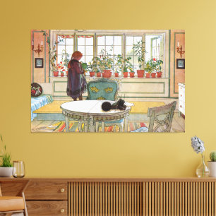 Toile Fleurs de fenêtre botaniques de style cottage rétr