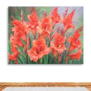 Toile Fleurs de Glaïeul Rouge Élégantes Floraisons de Ja