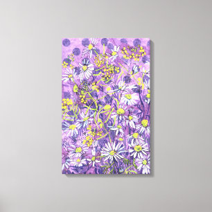 Toile Fleurs de marais Polka Dot Fleurs d'été Floral Art